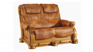 Kožená rustikálna sedačka  Cezar II: 2 sedačka pevná